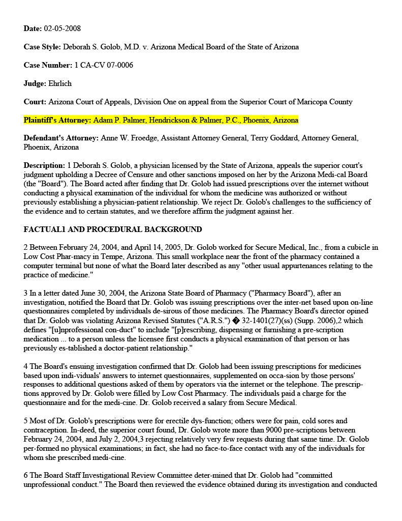 Deborah S. Golob, M.D. v. Arizona Medical Board of the State of Arizona 1