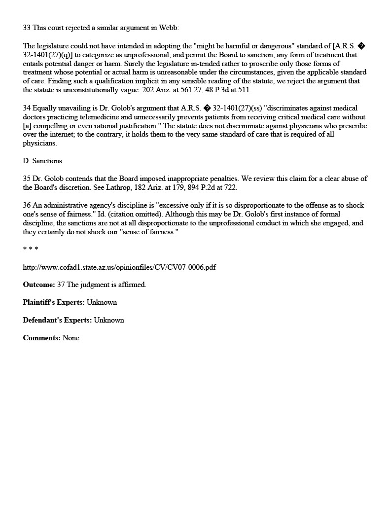 Deborah S. Golob, M.D. v. Arizona Medical Board of the State of Arizona 7